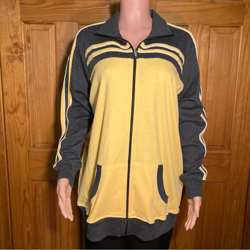 NWOT All American Comfort Vintage 90s Jacket Lightweight Yellow Gray L Large